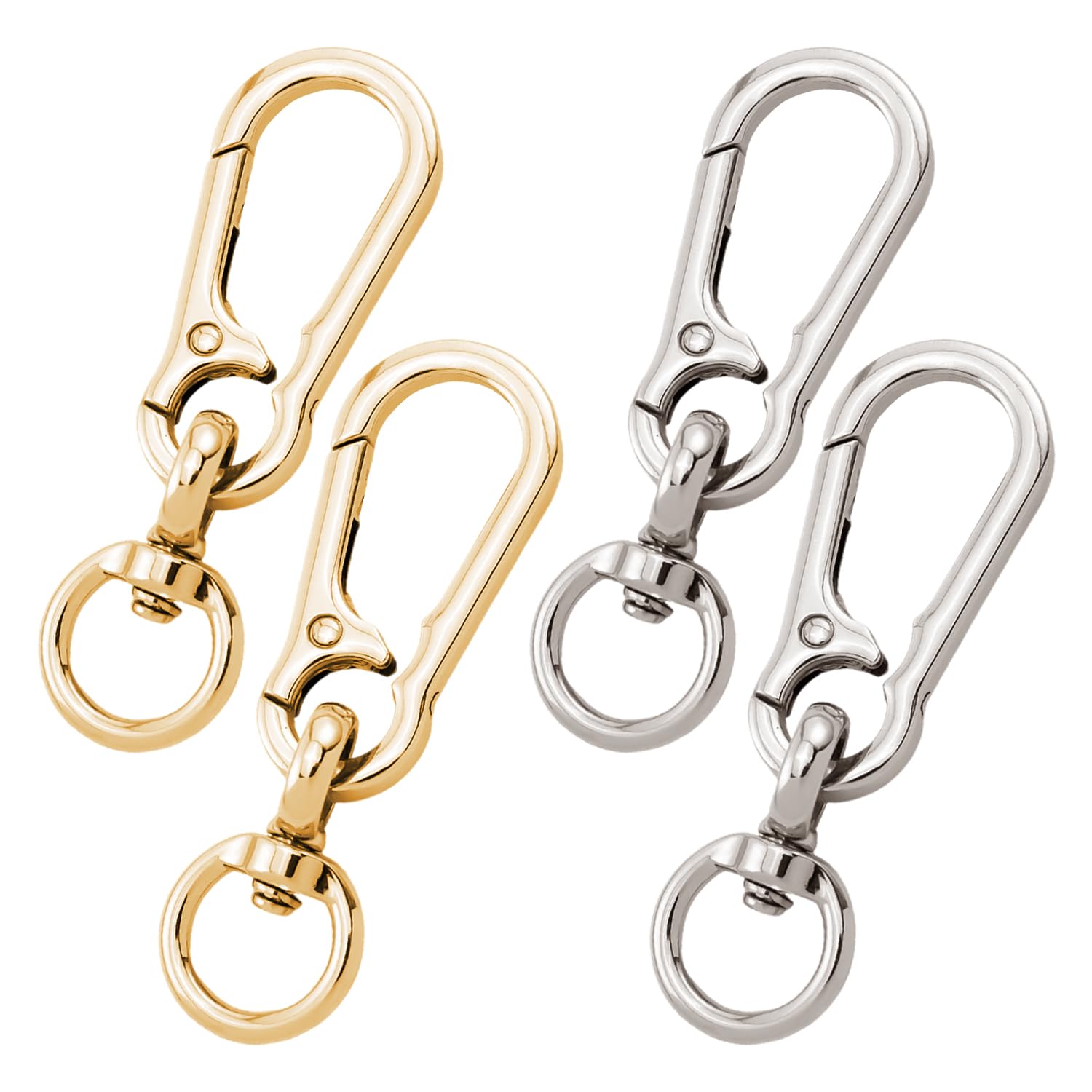 WUFGWBD 4 Pieces Of Carabiners, Metal Spring Keychains, Rotatable Carabiners, Diy Craft Jewelry Accessories, Bag Hooks
