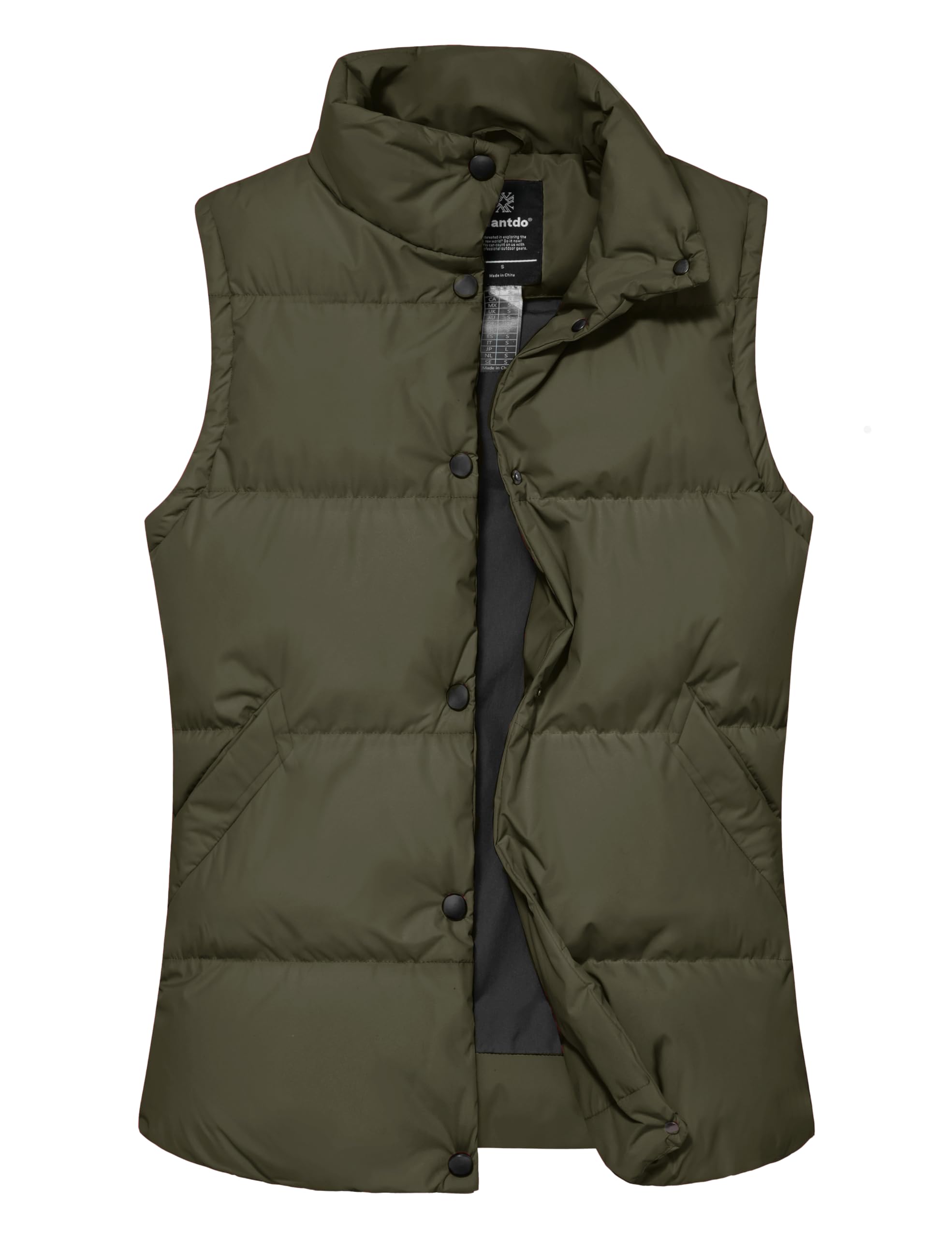 wantdo Women's Puffer Vests Insulated Winter Vest Bubble Vest Army Green, Large
