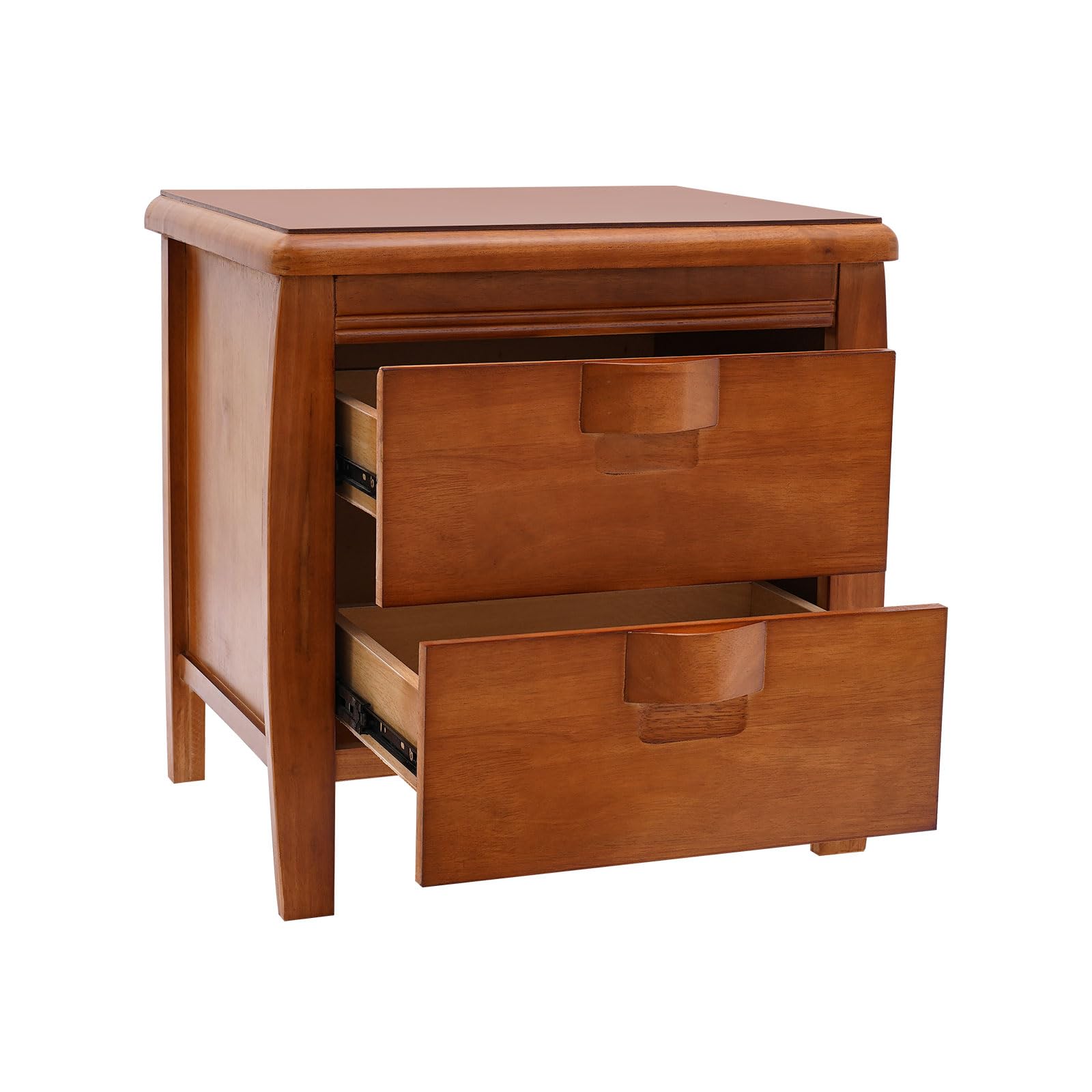 2 Drawers Modern Nightstand Sofa Side Table Or Storage Cabinet Nightstand and Drawer Living Room Office Bedroom Walnut Nightstand