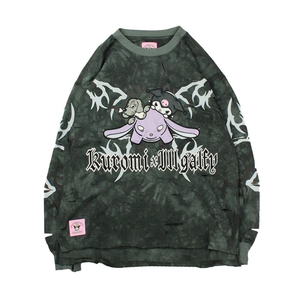 ガルフィー クロミ コラボ イルガルフィームラ染めロンＴ 長袖 地雷系 GALFY クロミ × ガルフィー コラボ イルガルフィームラ染めロン