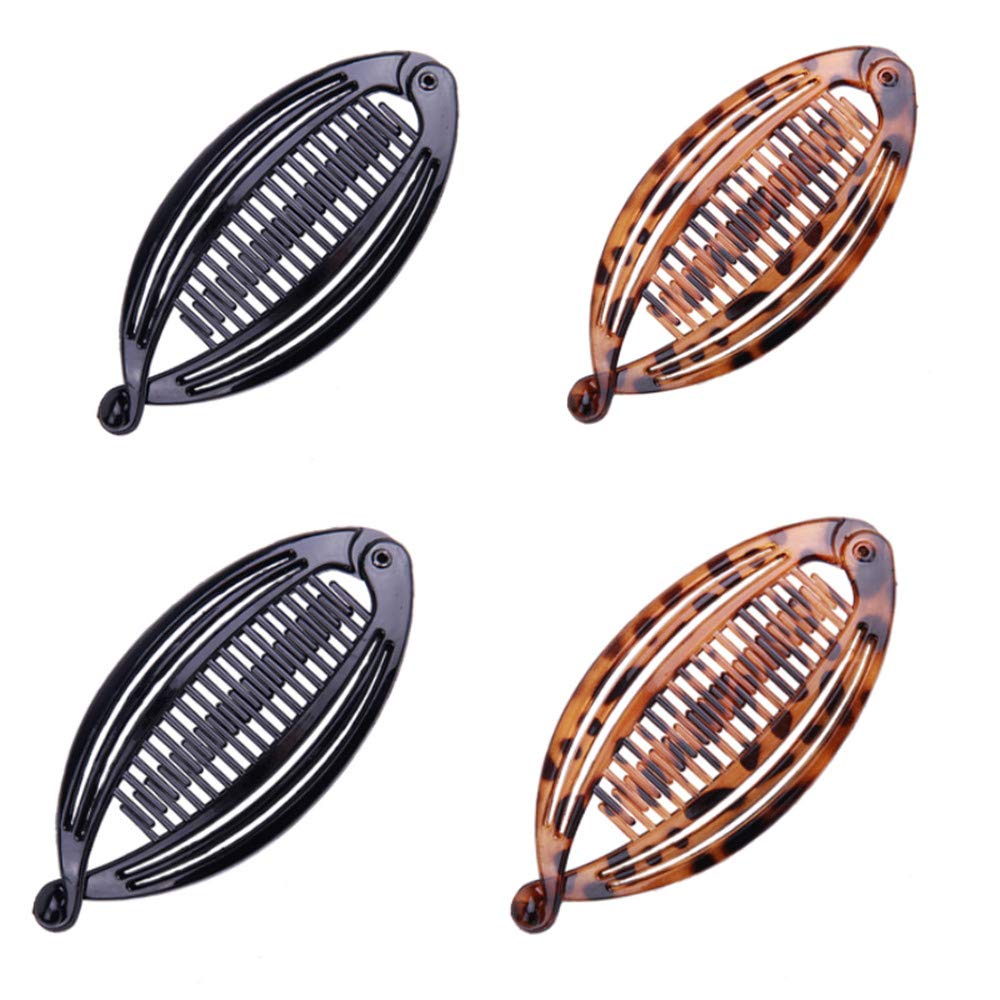 Smrroy 4 Pcs Banana Hair Clips Lady Resin Fishtail Clip Comb Headdress Fish Shape Grips Clamp Hair Accessories for Women