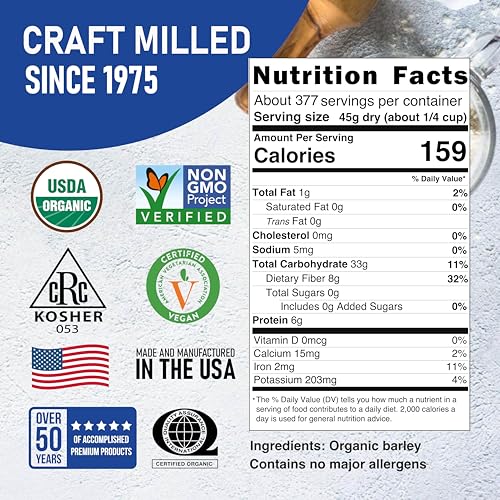 Great River Milling Organic Hulled Barley Grain | Whole Grain Barley for Home Milling, Cooking, and Baking | High Fiber, Non GMO, Kosher | 25 Lb - Image 3
