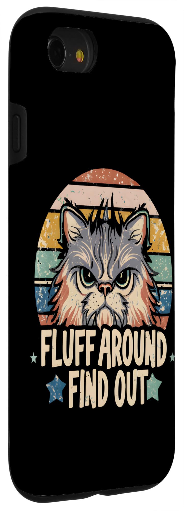 iPhone SE (2020) / 7 / 8 Fluff Around Find Out Funny Angry Cat Retro Distressed Look Case - Image 3