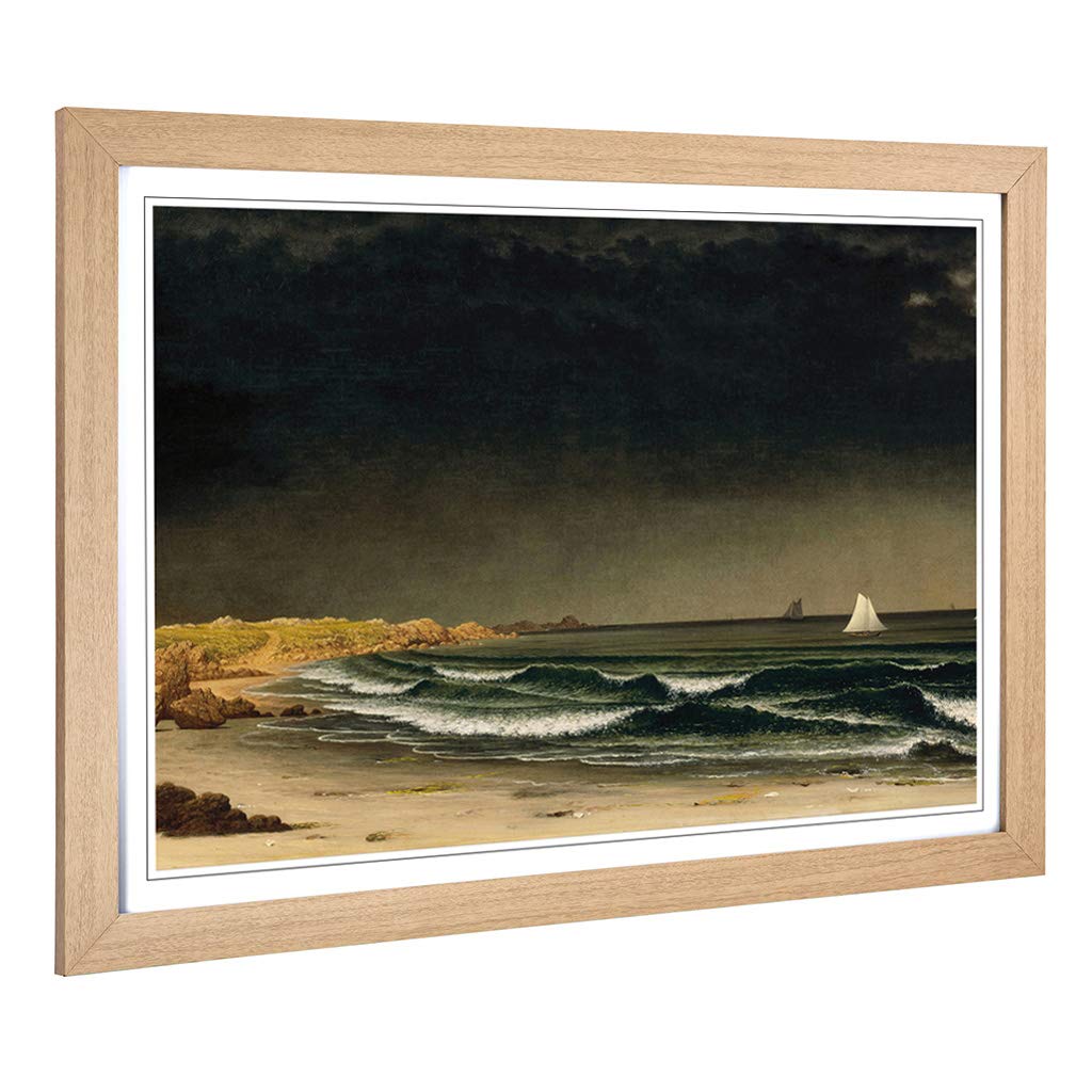 Big Box Art Framed Print of Martin Johnson Heade Aproaching Storm Design | Wall Art Picture | Home Decor for Kitchen, Living Room, Bedroom, Hallway, Oak, A2 / 24.5x18 Inch / 62x45cm