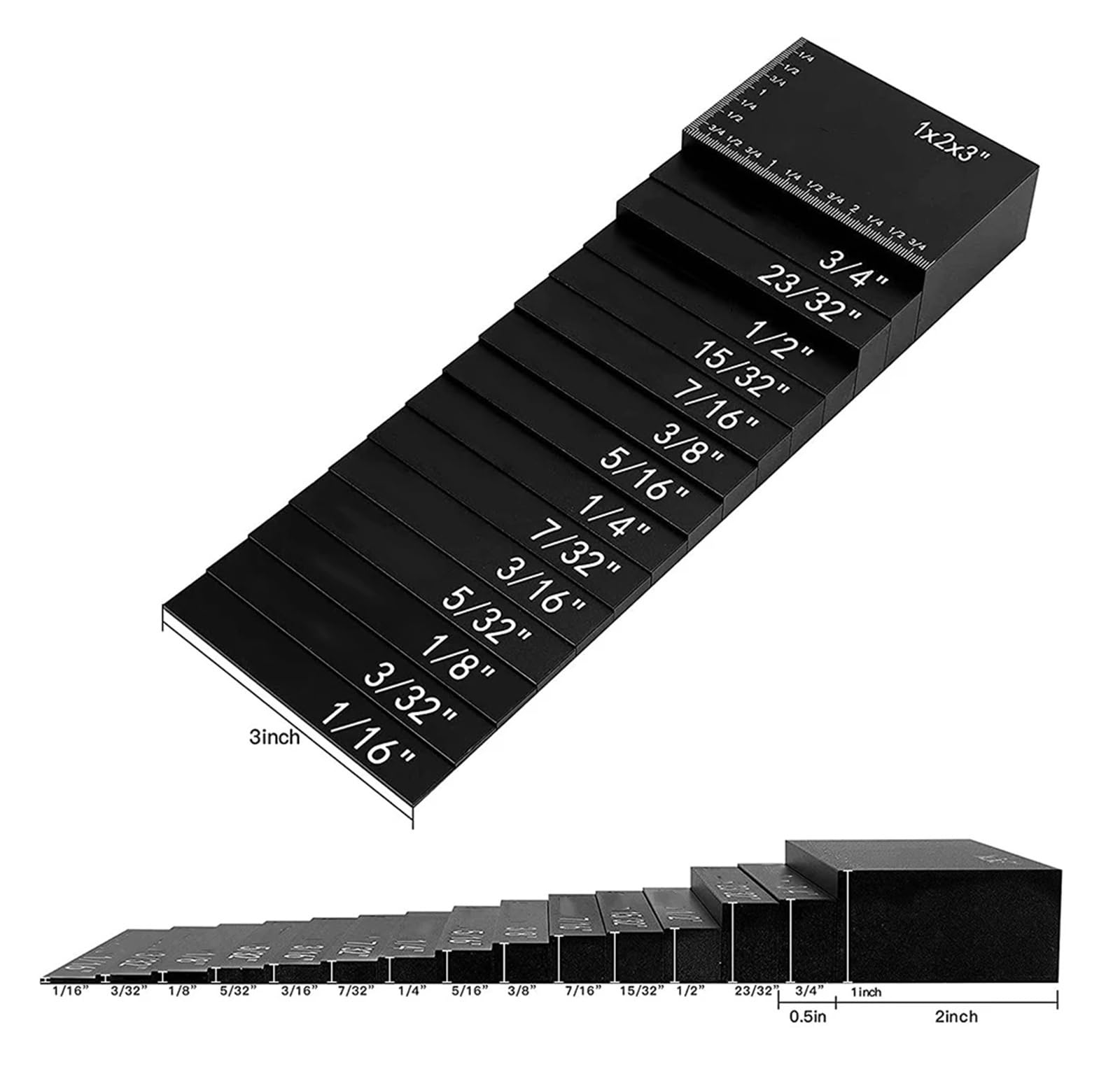 Juego de 15 bloques ajuste precisión for sierra, mesa calibración, barras, prueba profundidad, distancia, barra aleación, bloque medición for carpintería Maquinistas y metalúrgicos(Rot)