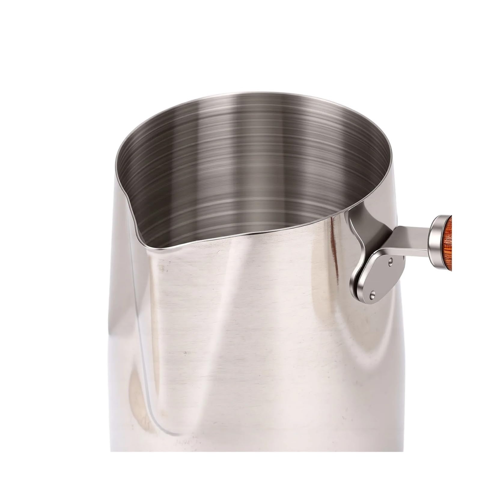 Taza de espuma acero inoxidable la jarra 304 for hacer leche con pico mango madera(1000ml)