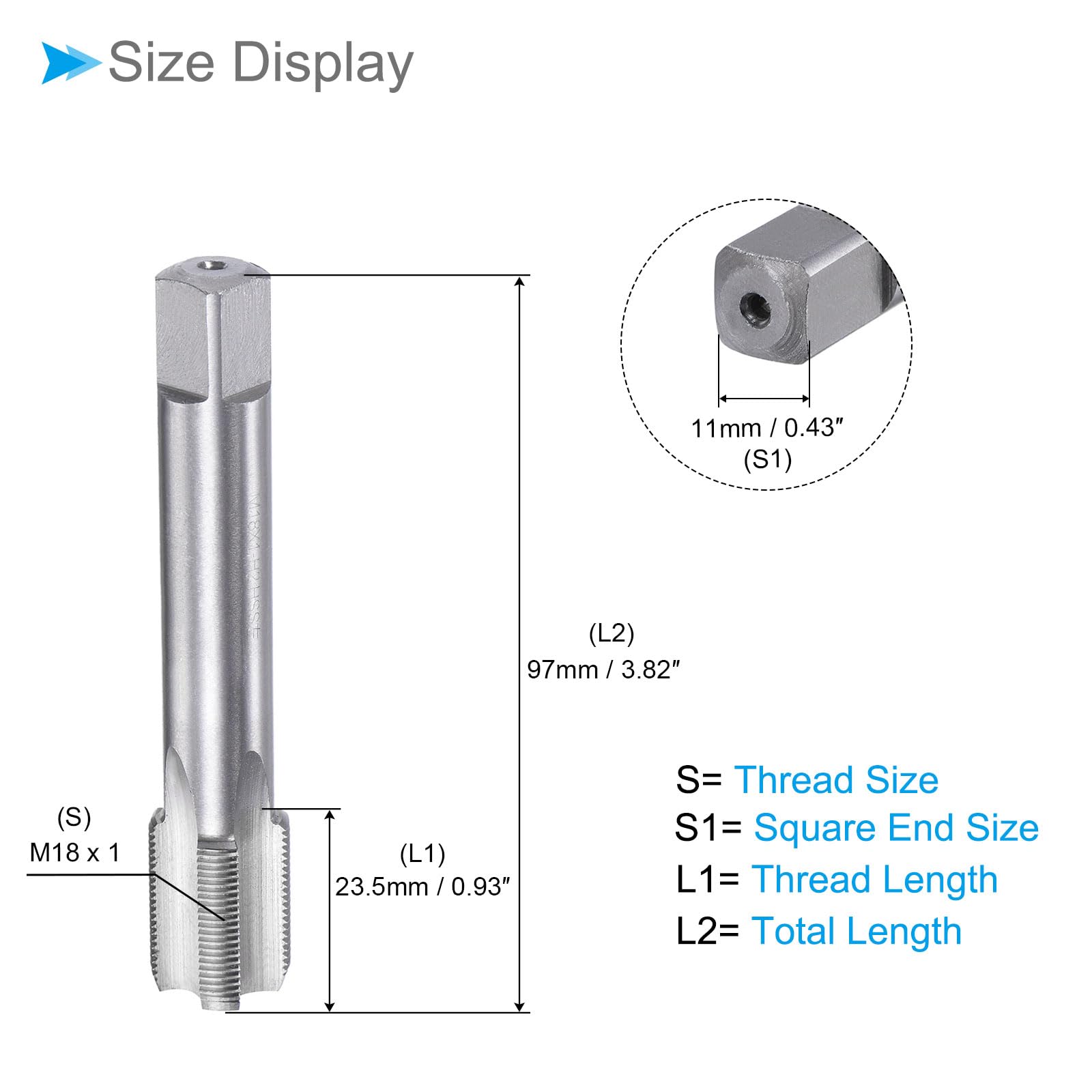 CoCud Thread Milling Threading Tap, M18 x 1 Thread Size 4 Flute, High Speed Steel Metric Left Thread Repair Tool - (Applications: for Drilling Tapping Aluminum Stainless Steel)