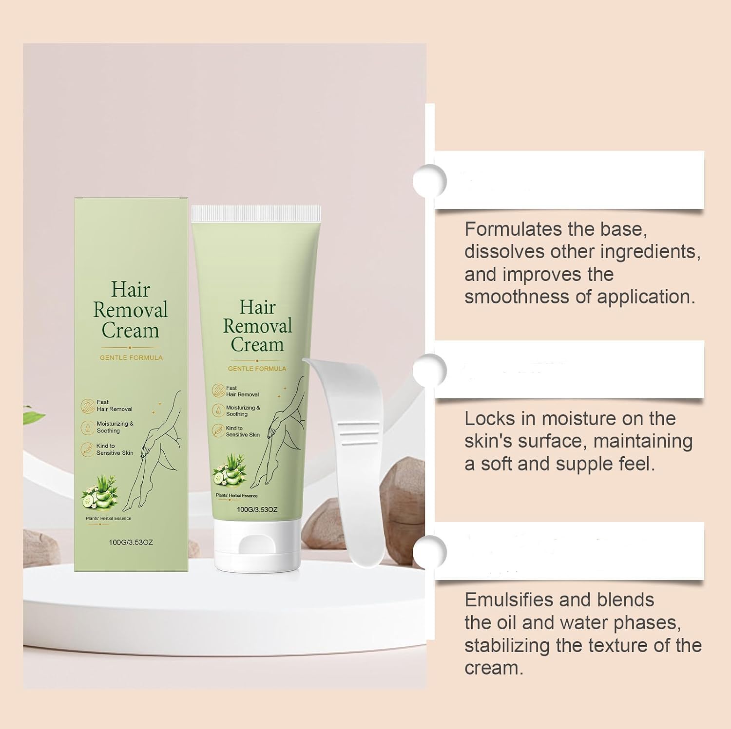 Crema depilatoria delicata e indolore per donne e uomini, crema depilatoria per pelli sensibili, cura del corpo confortevole per pelle, ascelle e linea bikini liscia (5PCS)