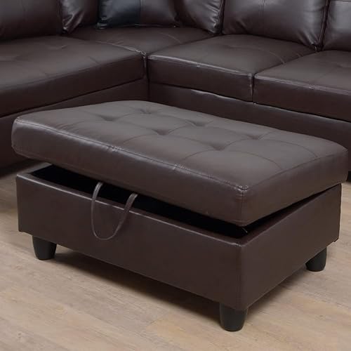 Miniatura 2 de AYCP Otomana de cuero regenerado para almacenamiento, 37 x 24.5 x 16.5 pulgadas de alto para apartamento, casa, sala de estar, oficina (marrón,