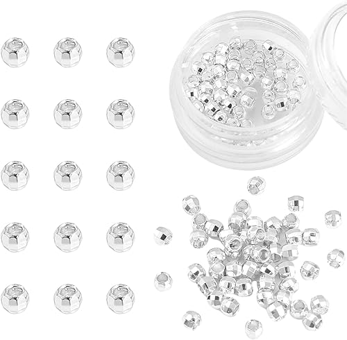 Miniatura 1 de BEADIA Láser plateado redondo espaciador granos 0.118x0.118 in 50pcs para la fabricación de joyas hallazgos no se deslustra