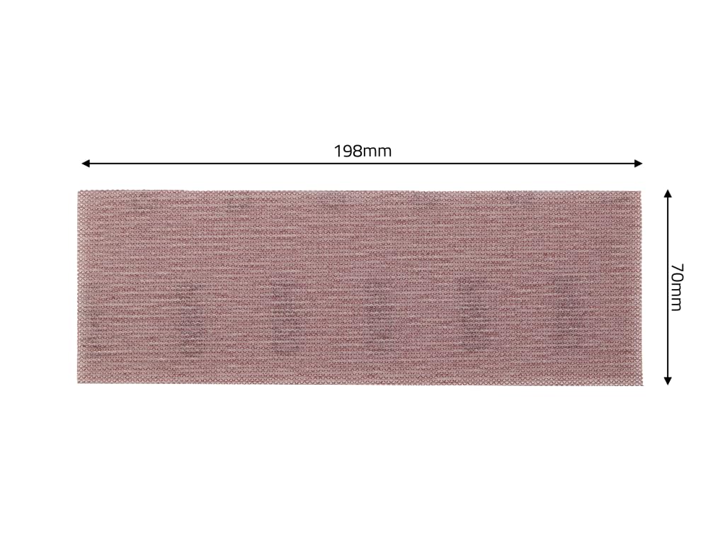 SWS - 50 pezzi rete strisce abrasive, 70 x 200 mm con grana P120 | Carta vetro | Carta abrasiva adesiva 420mm per levigatrici manuali con aspirazione e blocchi di levigatura manuali