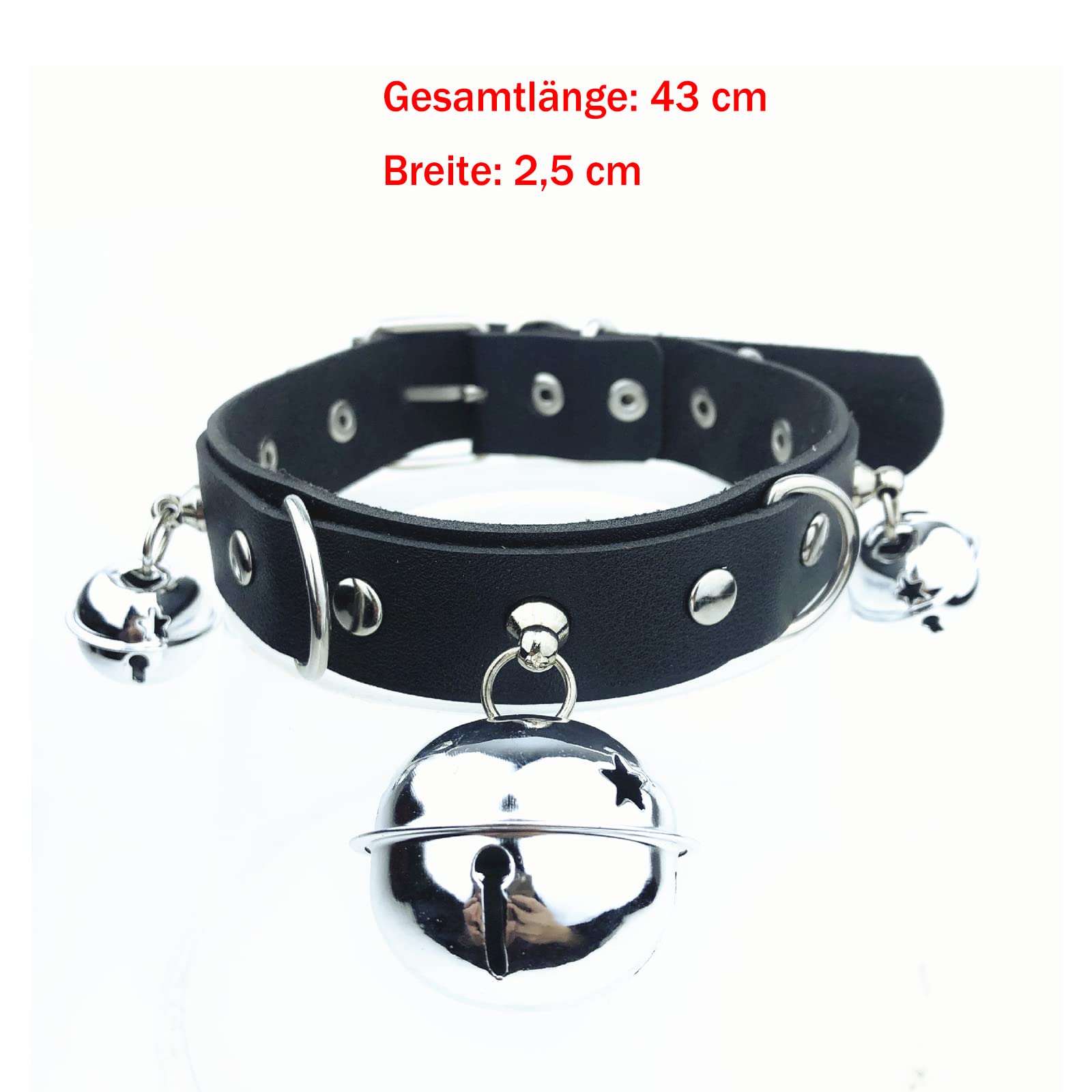 Gargantilla Gótica SM Collares de Cuero con 3 Campanas y Anillo en D de Metal Collar Gótico Punk Rock Collar Ajustable BDSM Juego de Esclavo Erótico Juguete Sexual para Mujeres Parejas