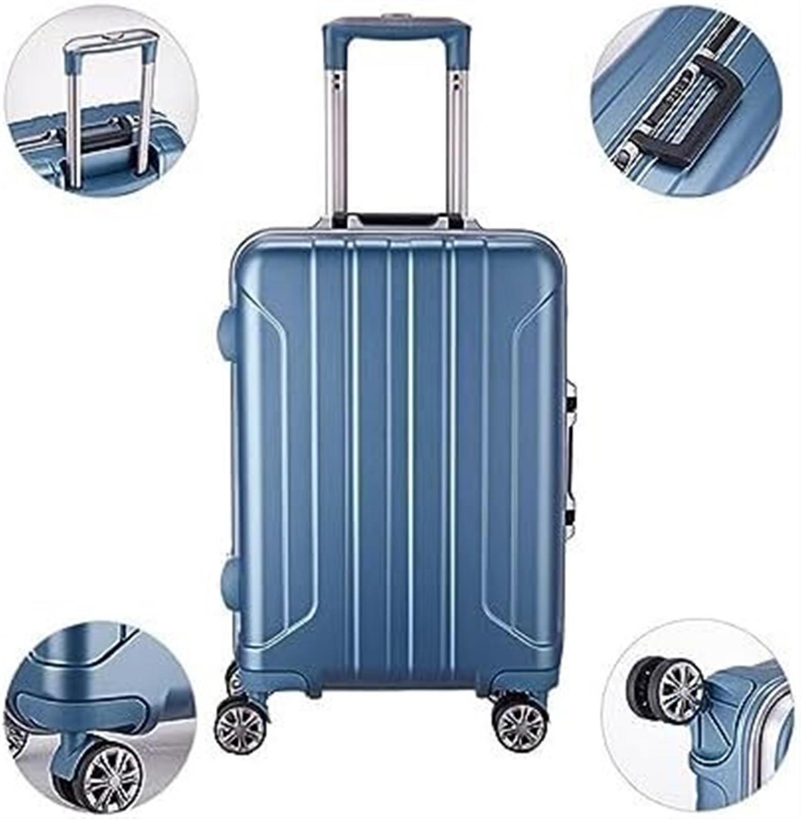 Valigia Valigie per Bagagli Trolley in Lega di Alluminio A Strisce Spesse Valigia Portatile Durevole Valige Bagaglio Mano(A,20inch)