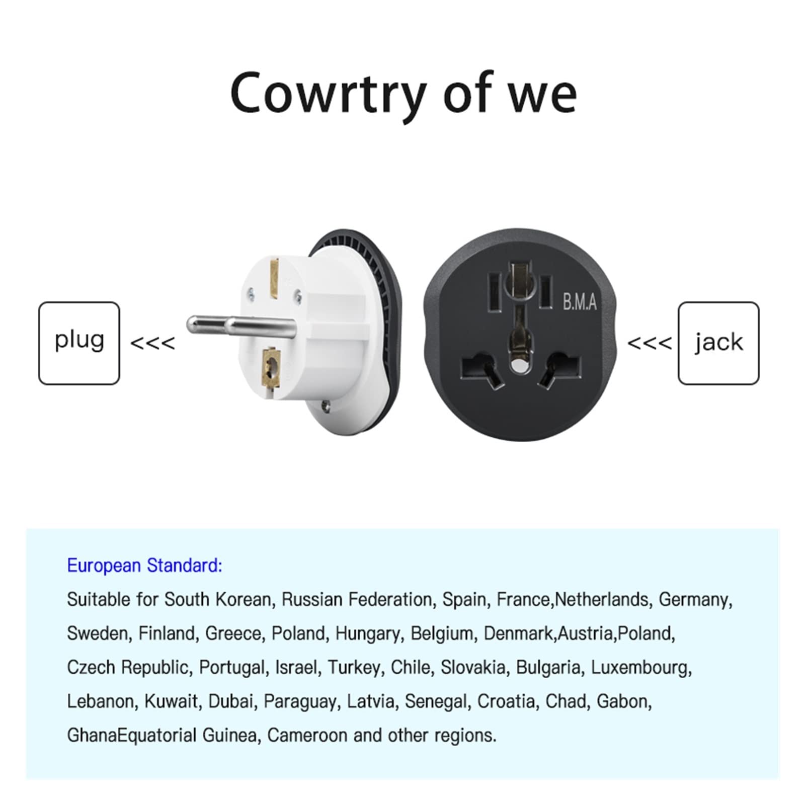 Uniwersalny konwerter wtyczki FR AU US UK do adaptera podróżnego ue wysokiej jakości adapter wtyczki domowej 16A 250V ścienne gniazdo elektryczne (Size : 110-250V, Color : Travel adapter B 20)