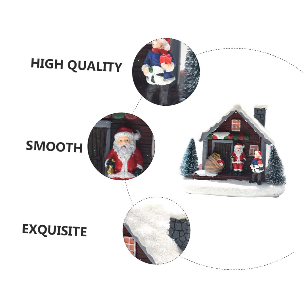 IWOWHERO 1Pc Luminous Resin Mini House Xmas Decor Charming Christmas Party Adornment Battery Operated for Festive Home Decoration and Holiday Atmosphere