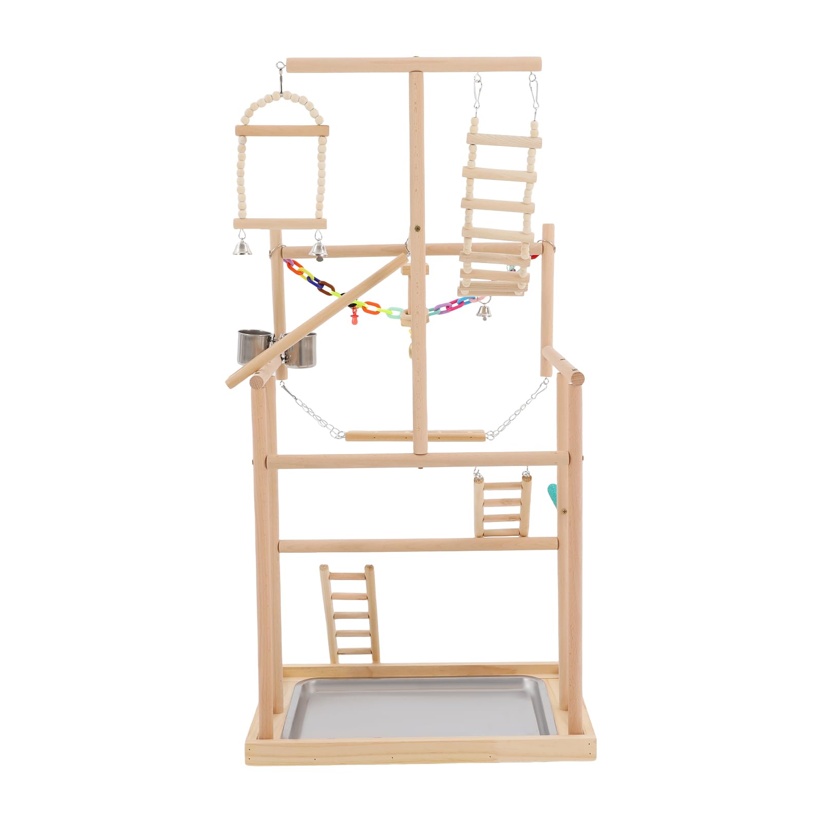 Soporte para loros, parque infantil para pájaros, juguete de 4 pisos, parque de loro, para pájaros pequeños y medianos 48 x 33,5 x 94,5 cm