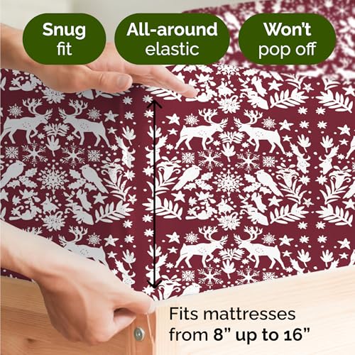 Split King Christmas Nordic Sheet Set - Holiday Xmas Pattern Bedding Set - Deep Pockets - Snug Fit - 5 Piece - Wrinkle Free - Cozy Cooling Festive Winter - Holiday Sheets for Women, Men, Kids & Teens