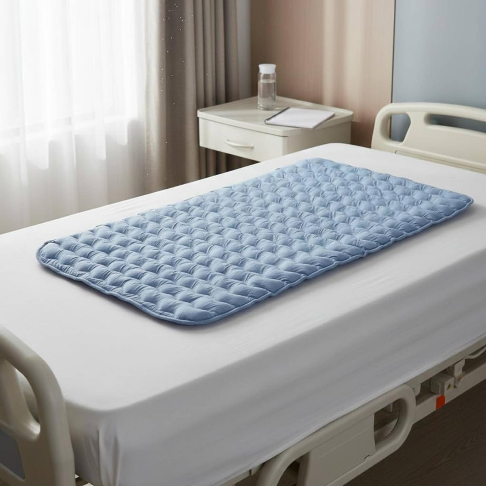 Sobrecolchón Alivio Presión Resistente Al Hundimiento Sobrecolchón Transpirable sin Inflado Cama, 90 150cm, Gris Claro con Patrón De Ondas