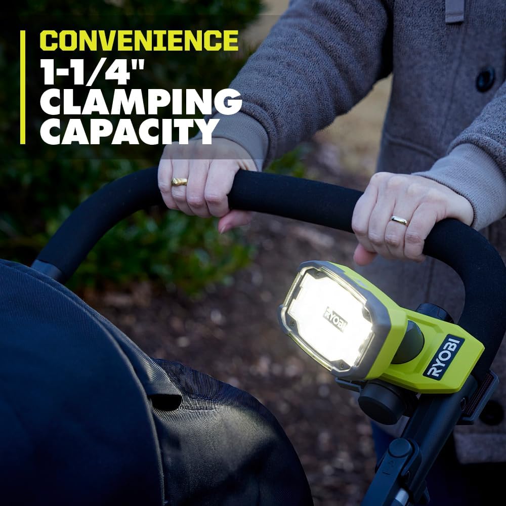 RYOBI USB Lithium Magnetic Clamp Light Kit with 2.0 Ah Battery and Charging Cable