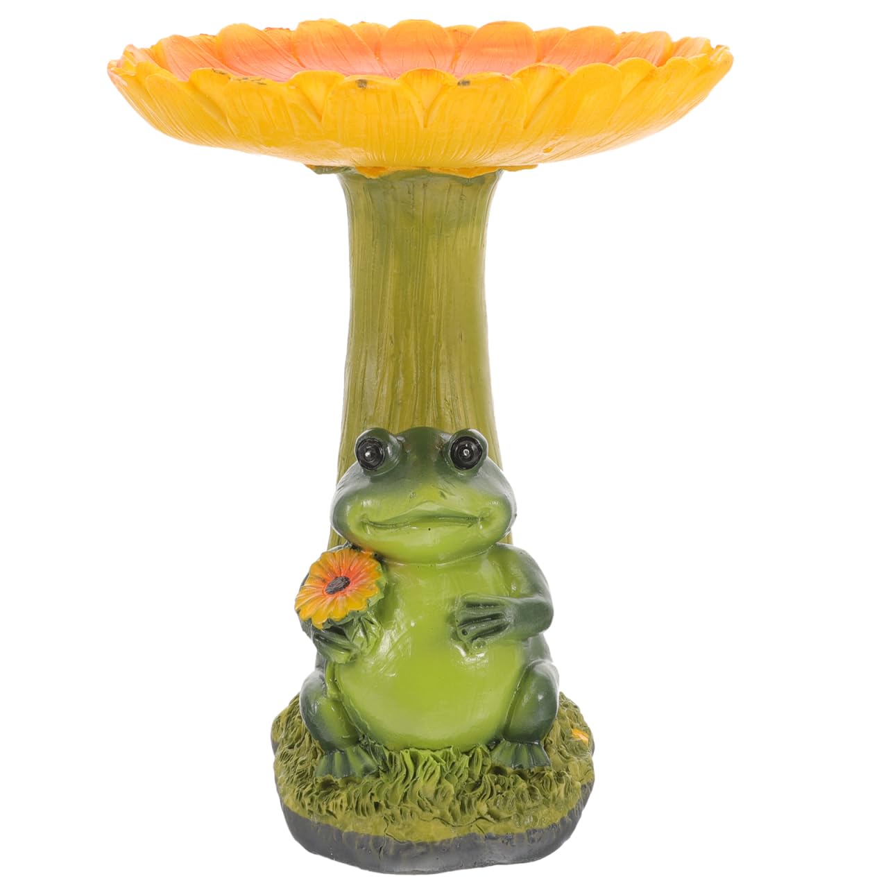 YARNOW Frog Bird Feeder with Sunflower Design Outdoor Resin for Garden Decor Charming Ornament for Birdwatching Relaxation