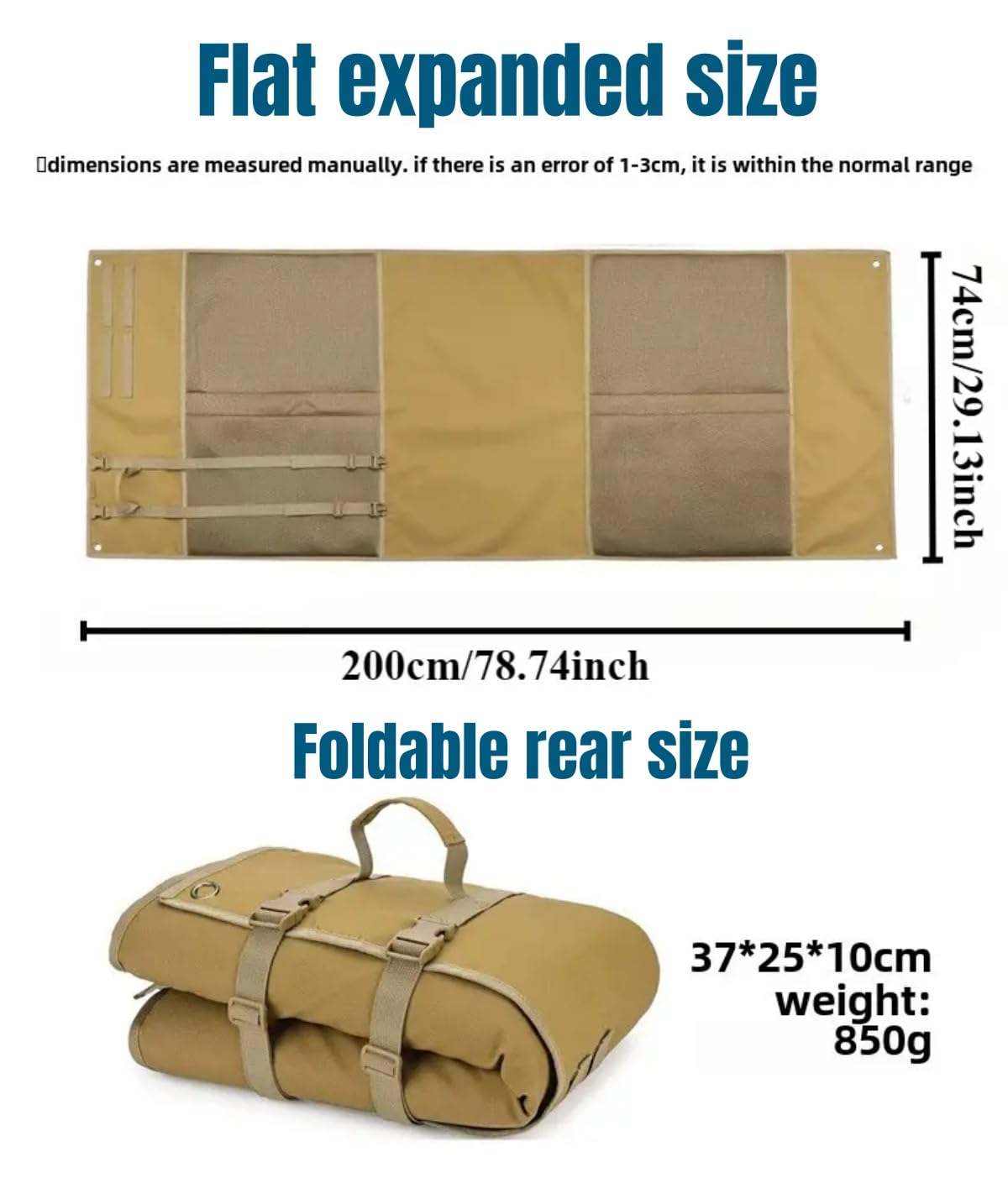 Peminkoo Manta de Tiro Mejorada Acolchada para Descansar al Aire Libre Enrollable de Tela Oxford Antideslizante Ligera Impermeable Resistente para Caza (200 x 74 cm)