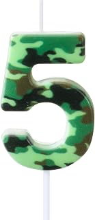 MTLEE Camo Number Birthday Candles Army Themed Birthday Cake Candles Hunting Cake Topper Camo Supplies Military Decorations for Forest Themed Party Camouflage Motif(Number 5)