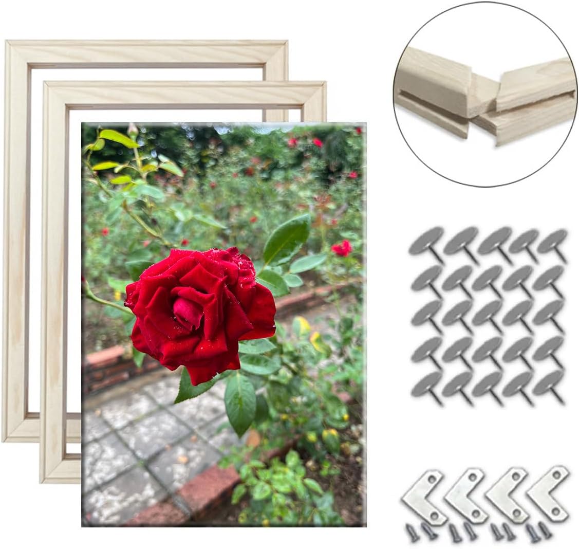 DIY Canvas Stretcher Bars Kit 8x8 Inch Canvas Frame Wood Stretcher Bars Easy to Assemble for Oil Painting, Paint by Numbers & Posters, Gallery Home Decor