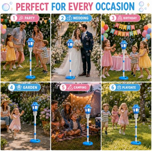 Image of Bubble Machine with Light for Outdoor, Automatic Bubbles Blower Maker for Kids & Adults, Bubble Blower and Wand Toy, Battery Bubbles Blower Machine for Wedding Birthday Party