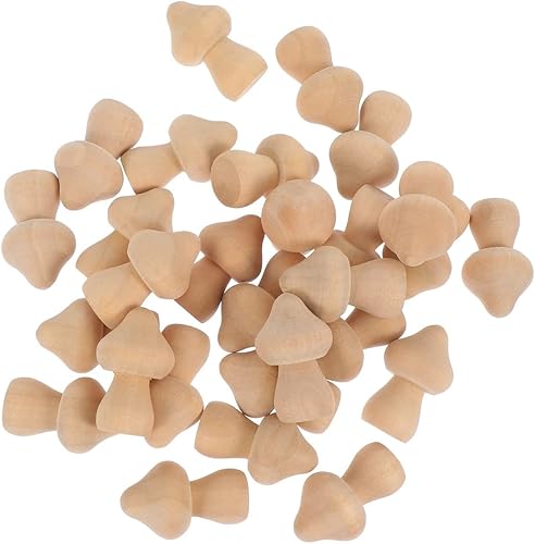 Miniatura 5 de Juego de 60 piezas de hongos de madera naturales sin terminar con formas de hongos, figuras de hongos, mini muñecas de madera para artes y