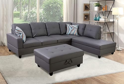 Lifestyle Furniture Juego de sofá de lujo ligero para sala de estar, juego de tres piezas, sofá de cuero artificial, silla otomana de disponible en Yaxa Guatemala