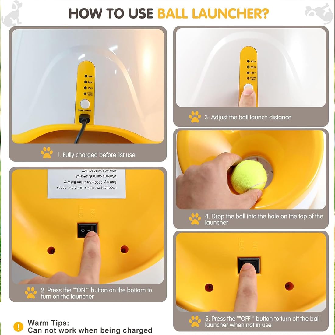 Lanceur de balles et distributeur de friandises pour chien, lanceur de balles de tennis interactif avec 3 réglages de distance, comprend 3 balles, parfait pour jouer en intérieur et en extérieur