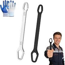 Double Ended Wrench, 8mm-22mm5/16-7/8 Inch Double End Multifunctional Self Adjustable Wrench Repair Tools, for Auto/Motorcycle/Bicycle Maintenance Black+Silver