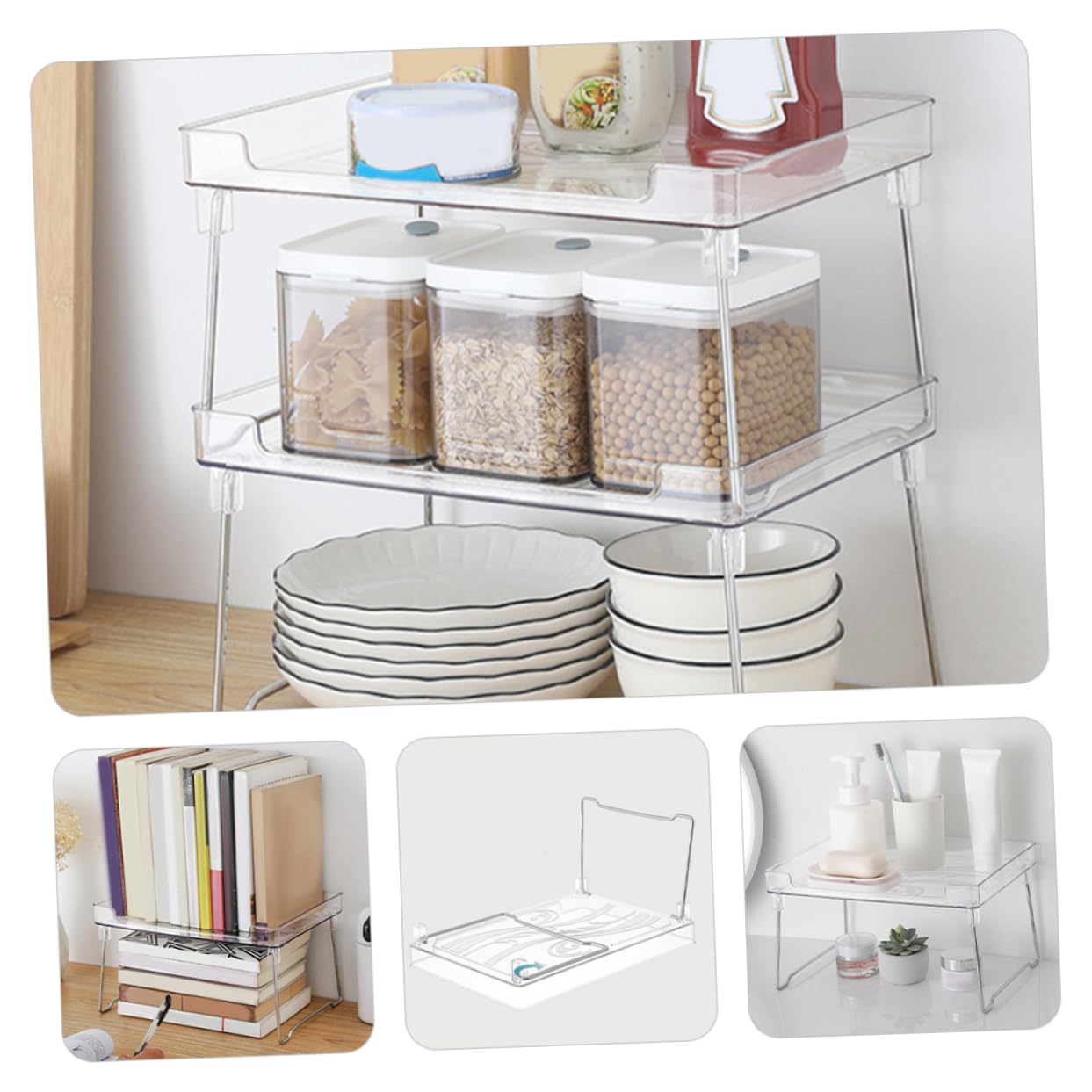 Alipis 2 Unidades Organizador de Especias para Armario, Estantería de Cocina Apilable y Espacio Ahorrador para Botellas de Condimentos, Baño y Escritorio