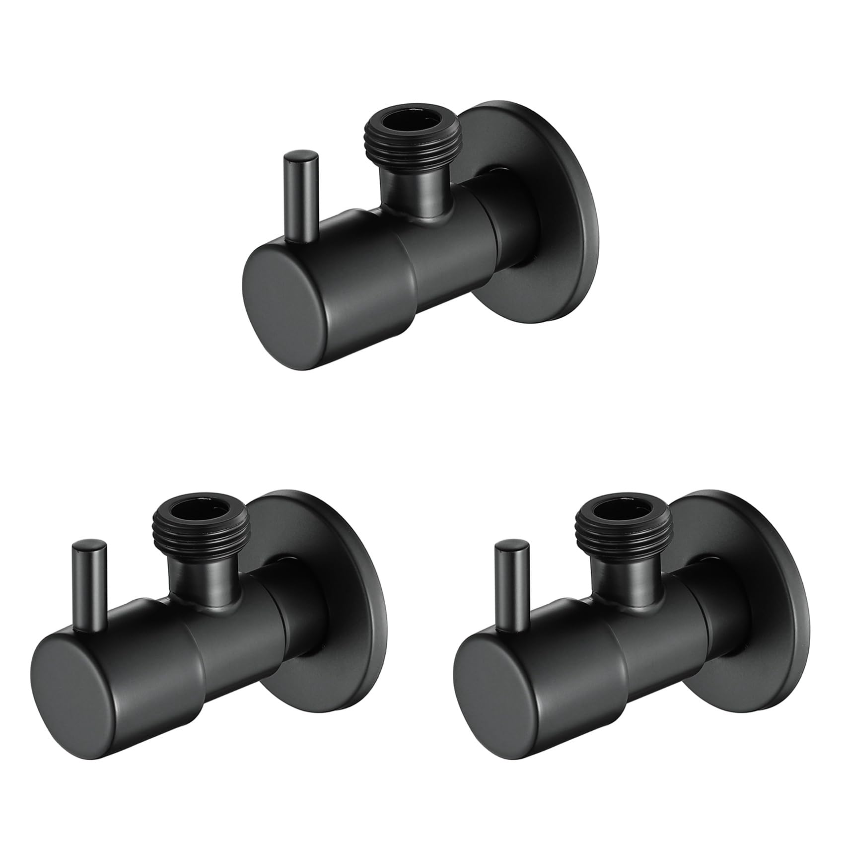 Ctrlzs Black 3X Angle Valve 304 Stainless Steel Water Stop Valve Leak-Proof Water Cold And Hot General Bathroom Accessories