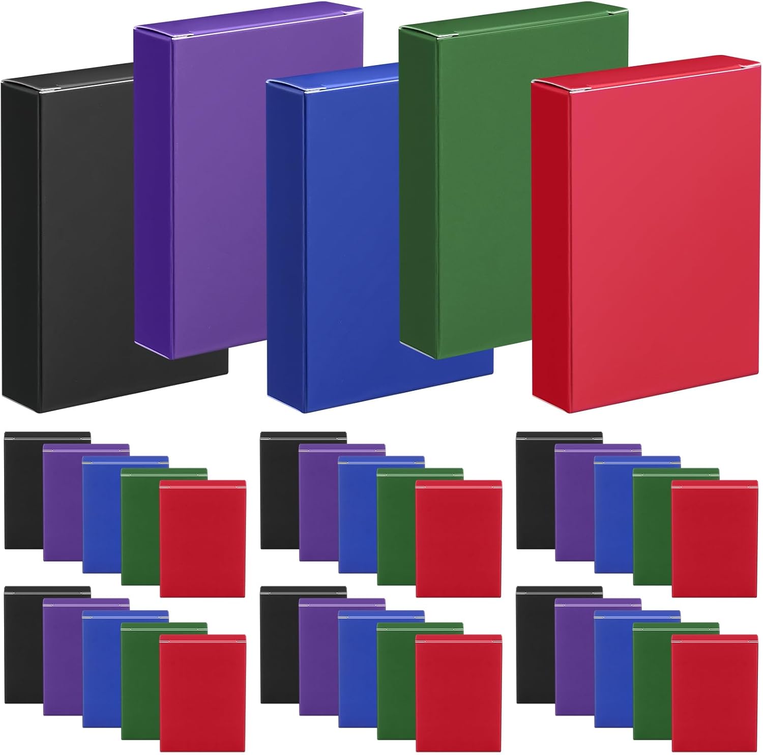Jexine 50 Pieces Playing Card Boxes Empty Playing Case Card Holder Bulk Organize Storage Board Box Baseball Trading(Red, Yellow, Green, Blue, White)