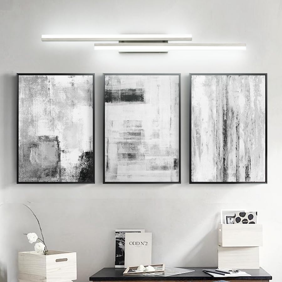 Image of PRESDE 48 inch LED Bathroom Vanity Light, Modern Brushed Nickel Wall Bar Fixture Over Mirror Dimmable