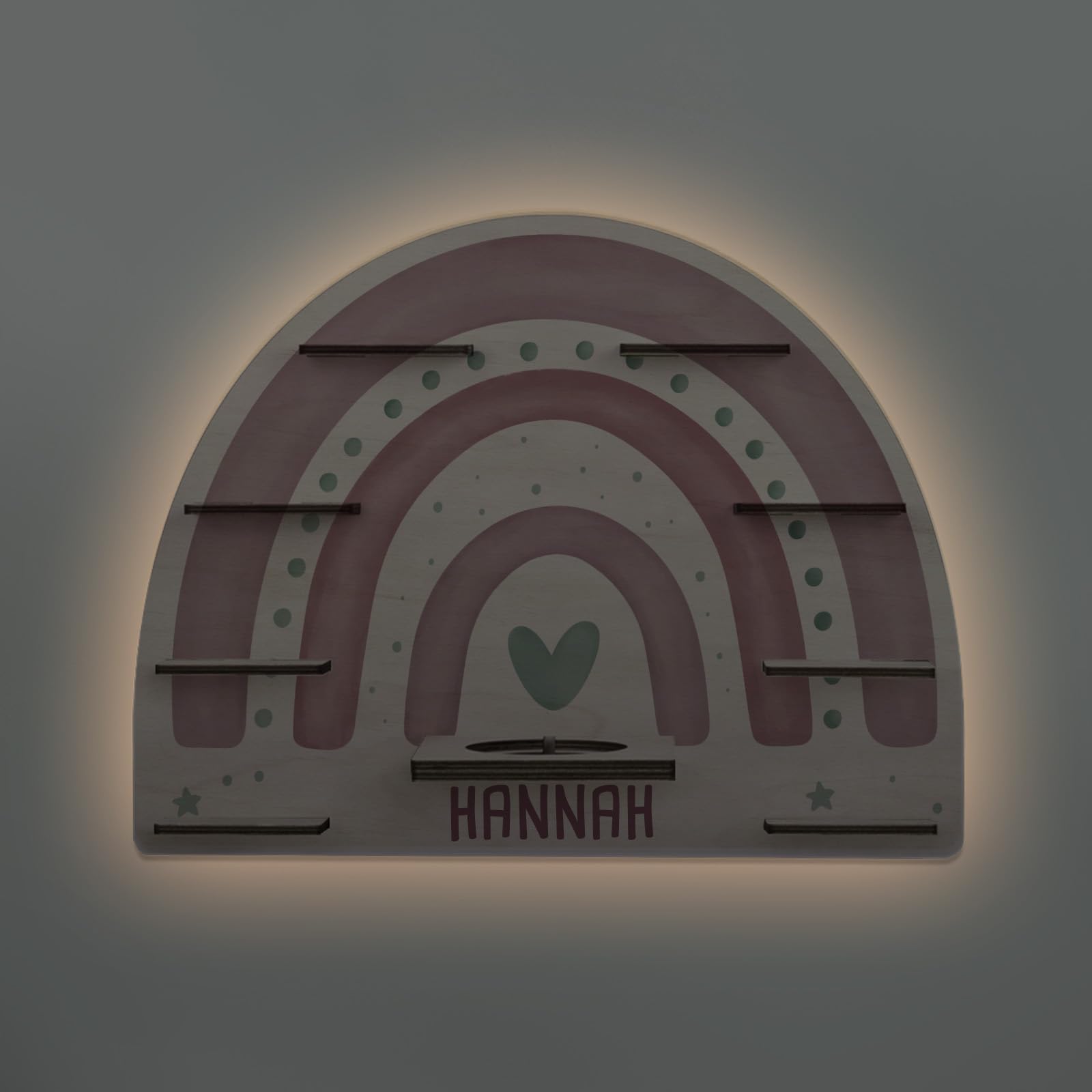 hellomini Personalisiertes Tonie Regal Mädchen - Toniebox 1 & Toniebox 2 Regal mit Wunschnamen fürs Kinderzimmer - Regal Mädchen - Kinder - Toniebox Aufbewahrung (Regenbogen Druck)