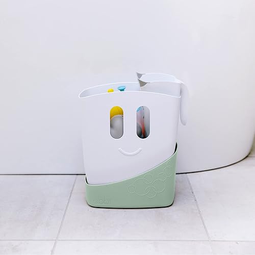 Miniatura 7 de Ubbi Organizador de juguetes de baño independiente con bandeja de secado extraíble y cuchara para niños pequeños + bebés, salvia (paquete de 2)