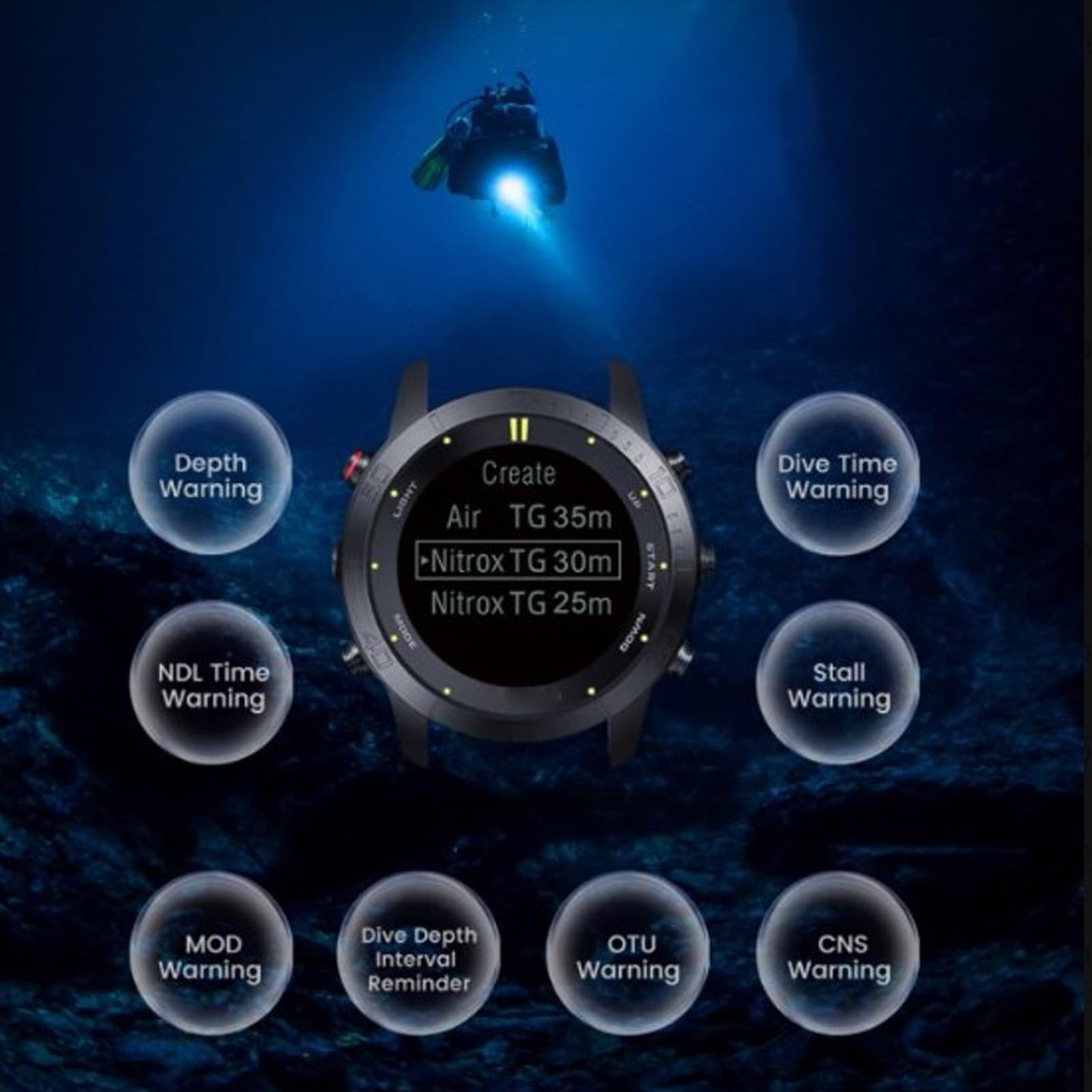 Alomejor Registro de Computadora de Buceo para Hombres Mujeres con Pantalla Vívida de 1,18 Pulgadas 100 M Impermeable a la Computadora de Buceo GPS para Bucear Natación Buceador