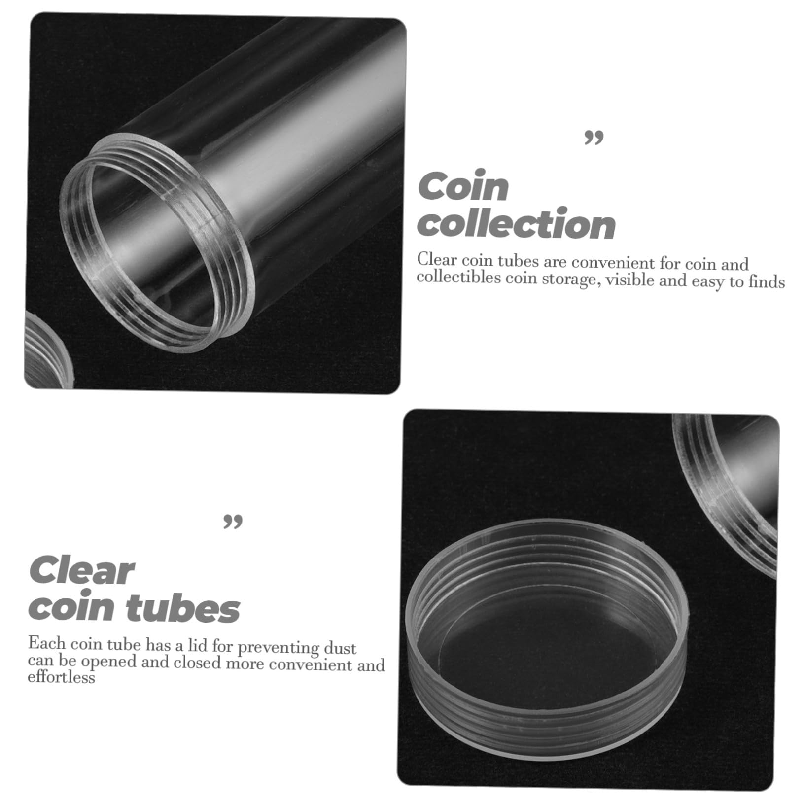 10 Tubos Transparentes Contenedores para Almacenamiento Seguro y Protección contra Oxidación para Monedas de Plástico Tapa Ideales para Coleccionistas