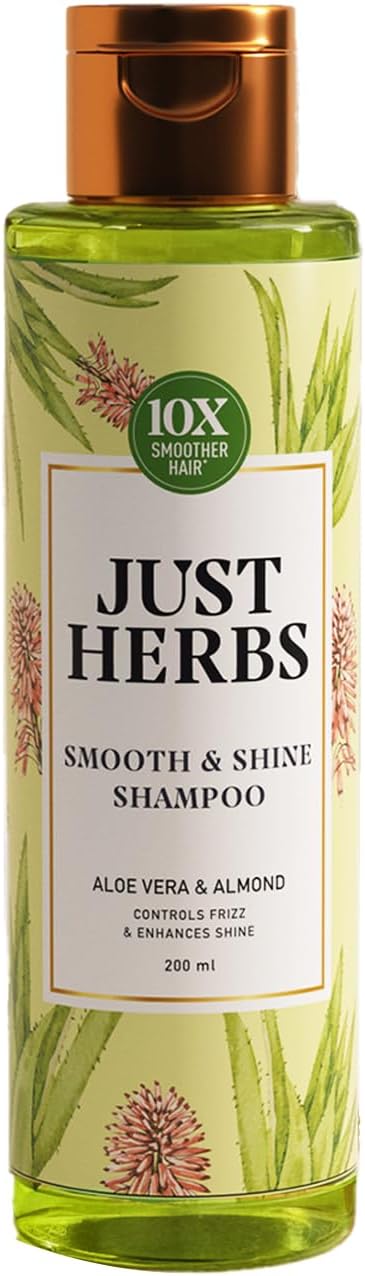 Just Herbs Silky Strength Aloevera Wheatgerm Moisturizing Shampoo for Dry and Brittle Hair, Silicone & Chemical Free, 200 ml