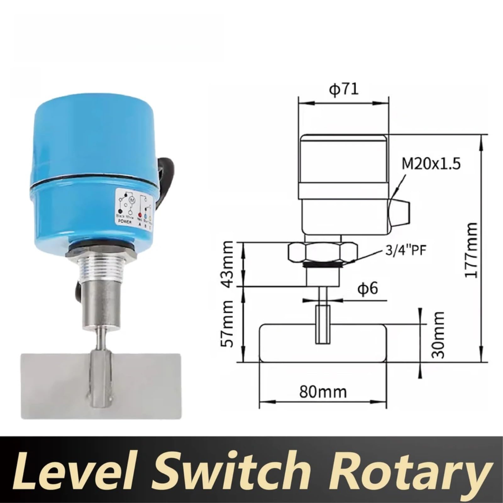 SR80 Sensor de disco giratorio con indicador montaje en espiral(-20-80 Cross blade 24VDC)