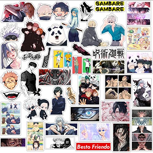 Image of Vinyl Pack of 75+ Jujutsu Kaisen Stickers for Laptop, Phone Case, Guitar, Bike, Pc, Scrapbook etc. Waterproof Glossy Laminated Residue Free Anime Stickers, self-adhesive, 6 cm