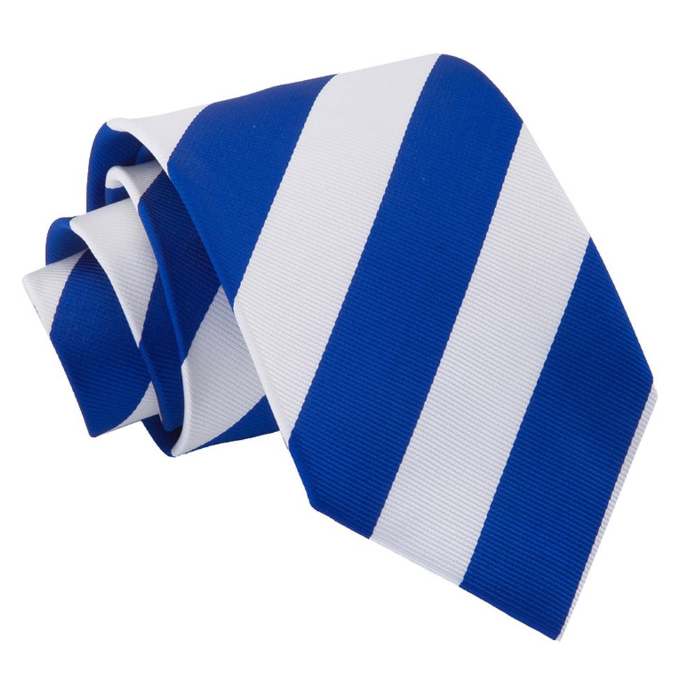 Dqt Men's Stripe Royal Blue & White Blue Solid Plain Stripe Floral Paisley Polka Dot Neck Tie