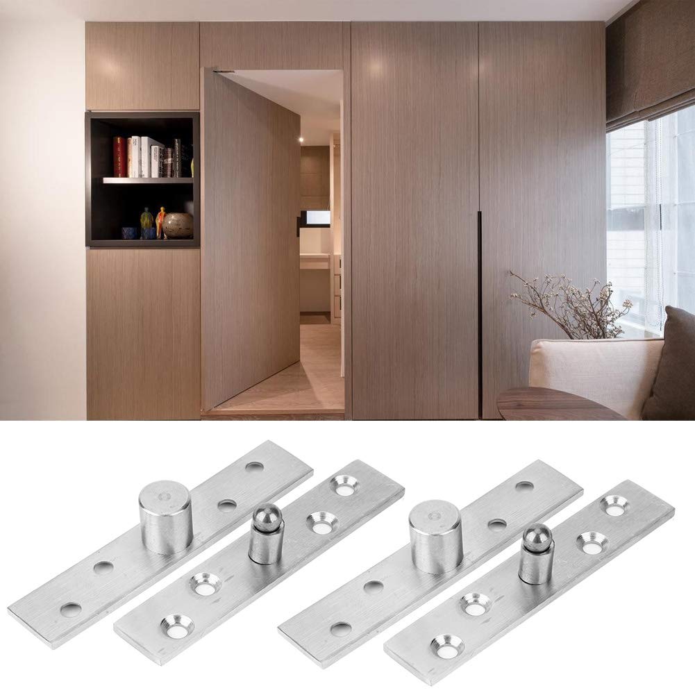 Door Hinge, 2pcs 360 Degree Pivot Hinge Stainless Steel Rotating Door Hinge 95mm Long (Central axis)