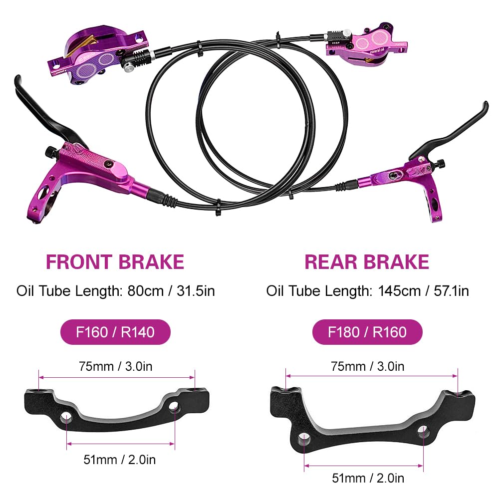 Freno de disco hidráulico MTB de 4 pistones para bicicleta de montaña delantera y trasera, freno de bicicleta para carretera y montaña con diseño de doble freno, transmisión de presión de aceite