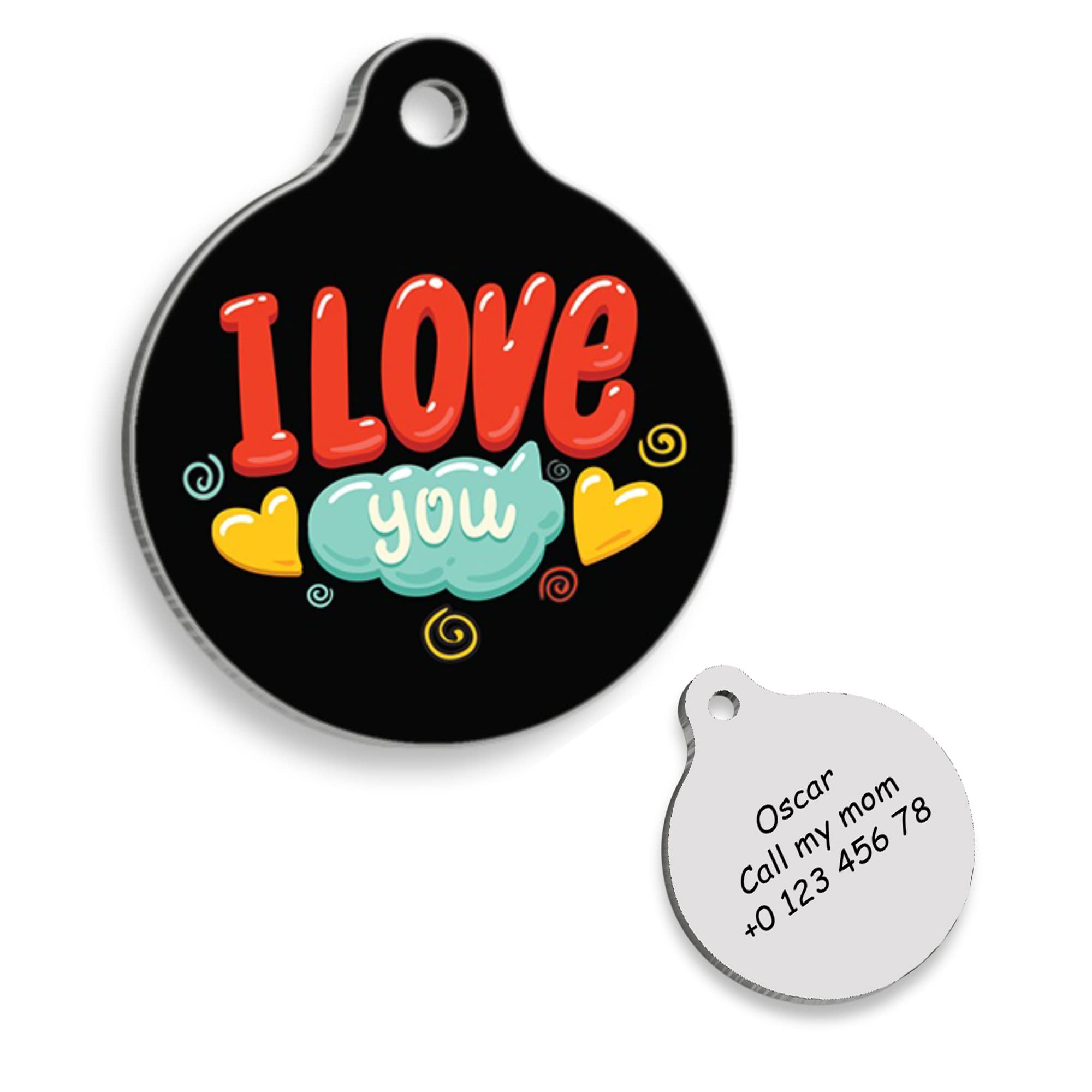 I Love You Personalized Dog Tag - Custom Name Tag - ID Tag for Dog & Cat - Customized Pet Tags - Dog & Cat Name id Tag - Dog Name Tag - Engraved Dog Tag