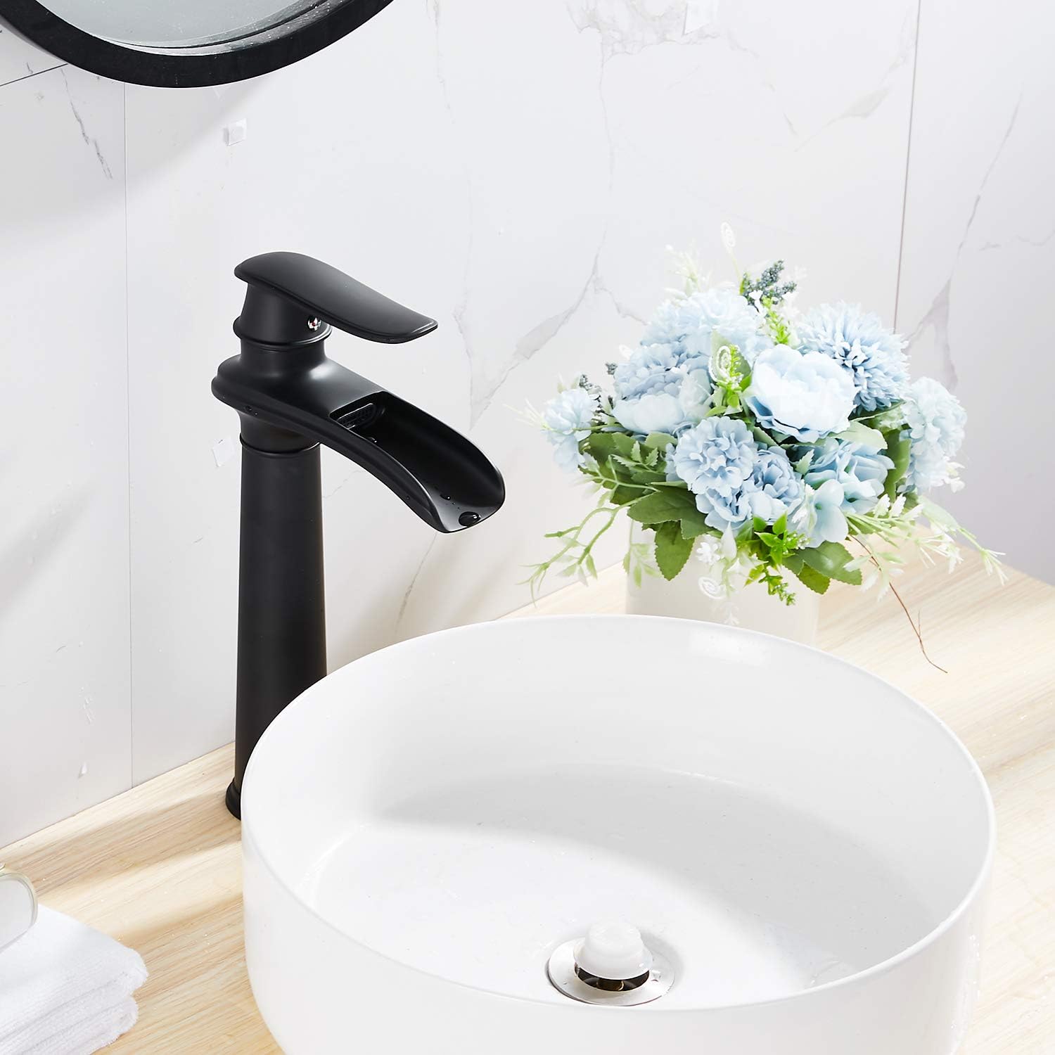 TOP оƒƒERS Matte Black Bathroom Faucet Yifinessyi Single Handle One Hole Bathroom Vessel Sink Faucet Bowl Sink Faucet Matching Pop Up Drain Without Overflow Black