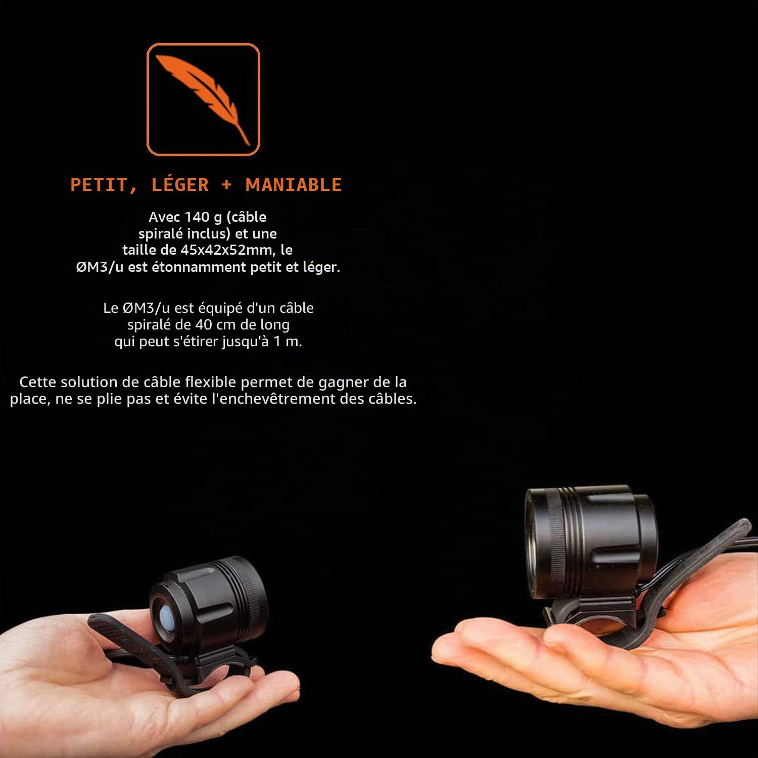 USB Lampe de vélo et lampe à casque avec 950 lumens | 4 modes d'éclairage | peut être utilisée avec toutes les batterie externe 5V avec une sortie de 2A