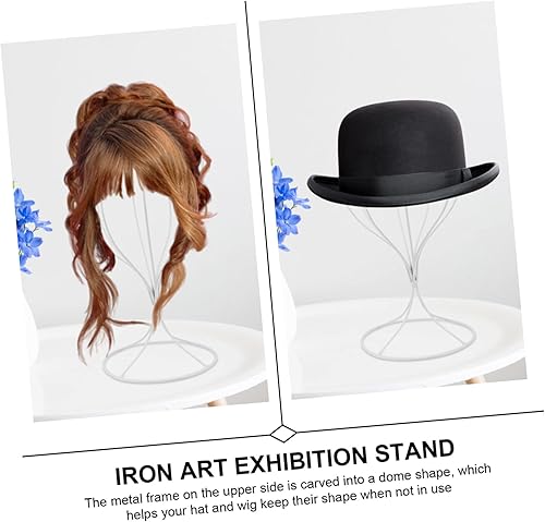 Miniatura 6 de Garneck Estante de hierro forjado para sombreros, soporte de exhibición de mesa, organizador de escritorio negro, trípode portátil, soporte de